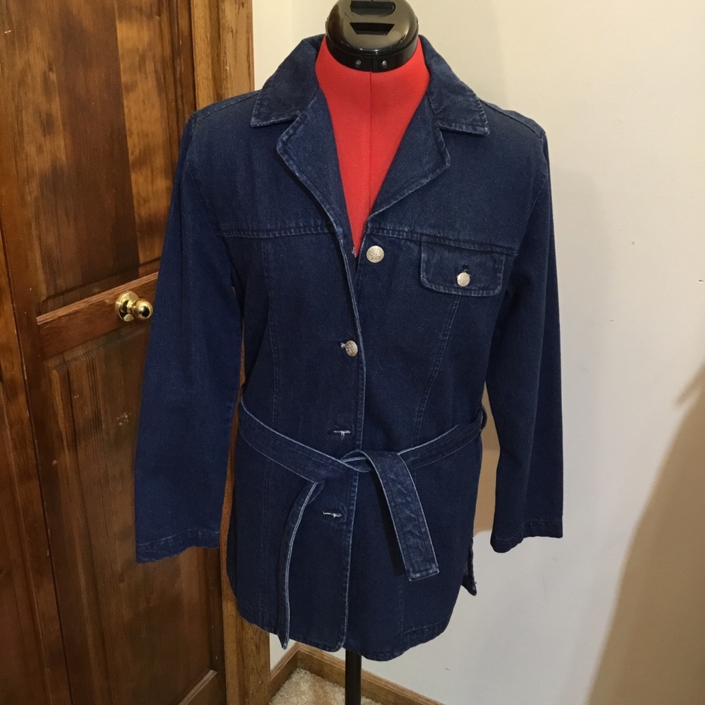 Casual Corner Dark Blue Denim Belted Jacket, NWT, Size 2